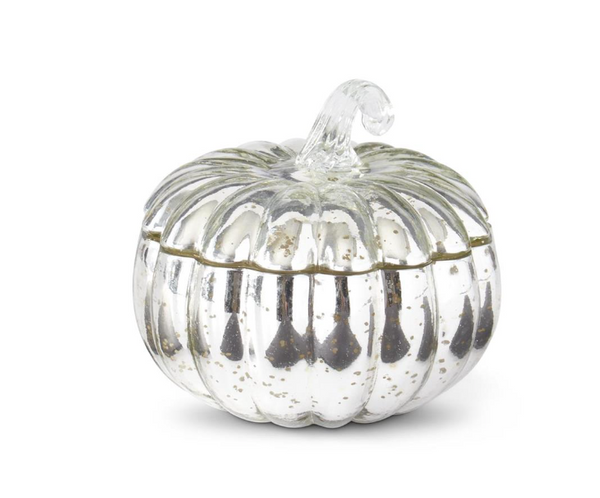 Mercury Glass Hand Poured Pumpkin Candle Large Silver