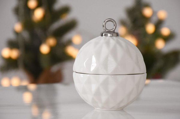 Ornament Bowl White/Silver Large