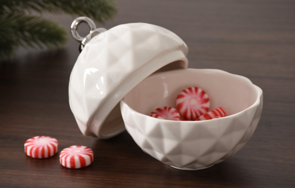 Ornament Bowl White/Silver Large