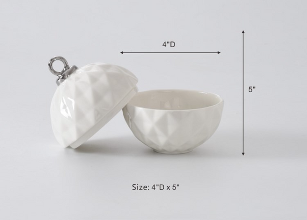 Ornament Bowl White/Silver Small