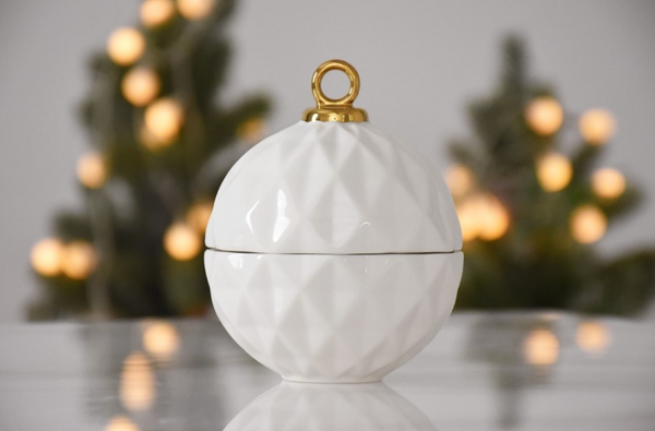 Ornament Bowl White/Gold Large